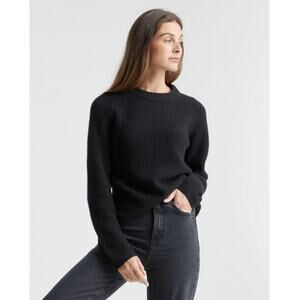 EUC Quince Mongolian Cashmere Fisherman Crewneck Sweater Womens XS 4702